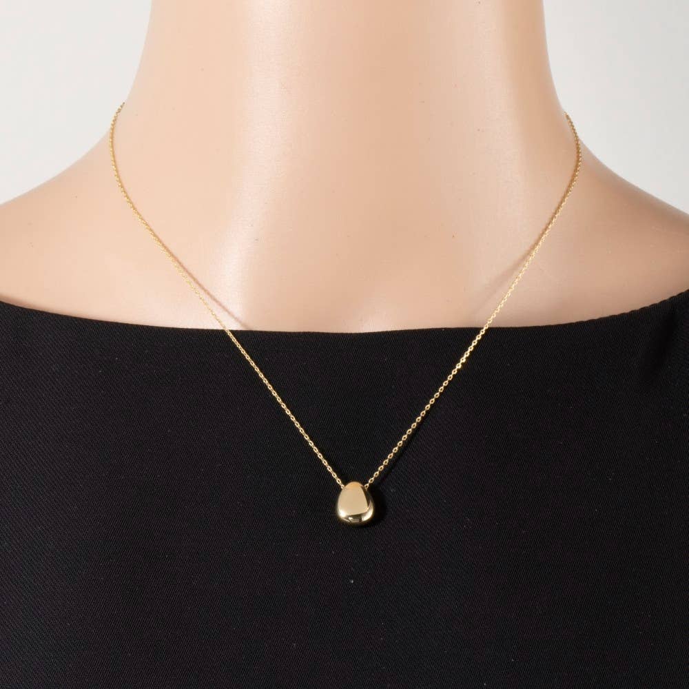 Gold Dipped Solid Teardrop Pendant Necklace