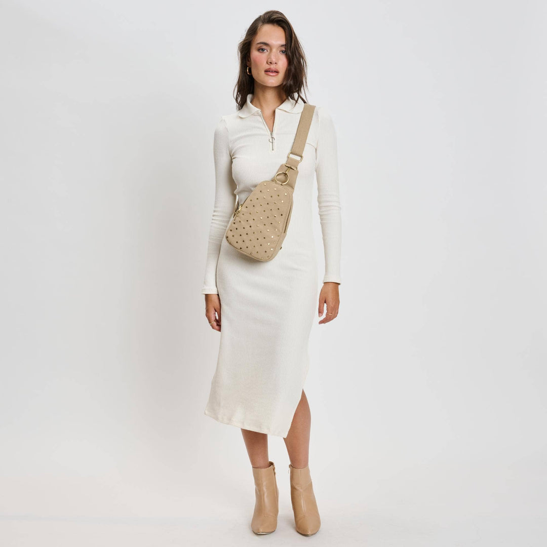 Natural Studded Sling Bag