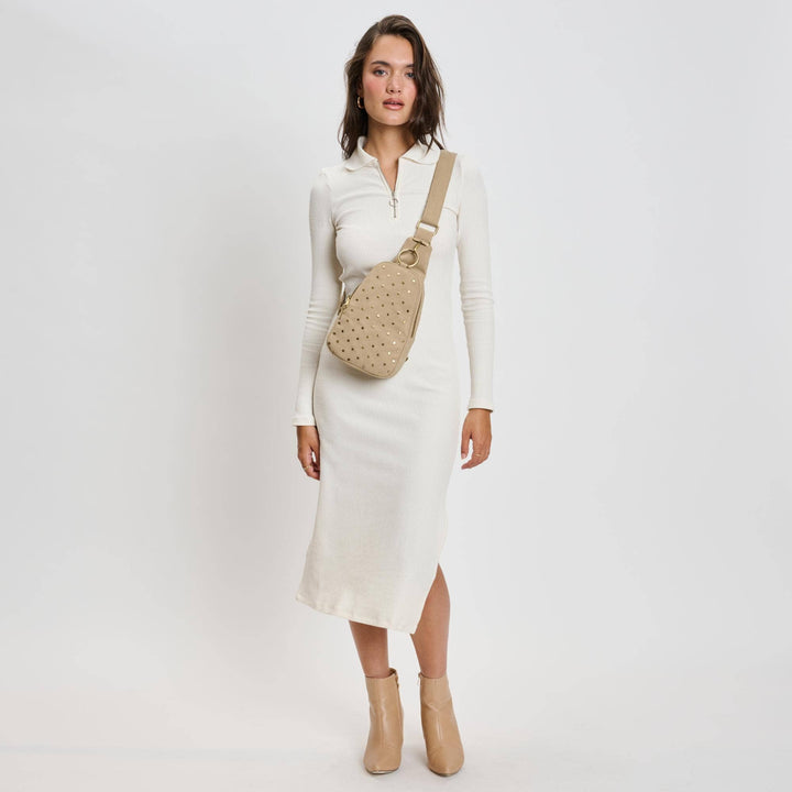 Natural Studded Sling Bag