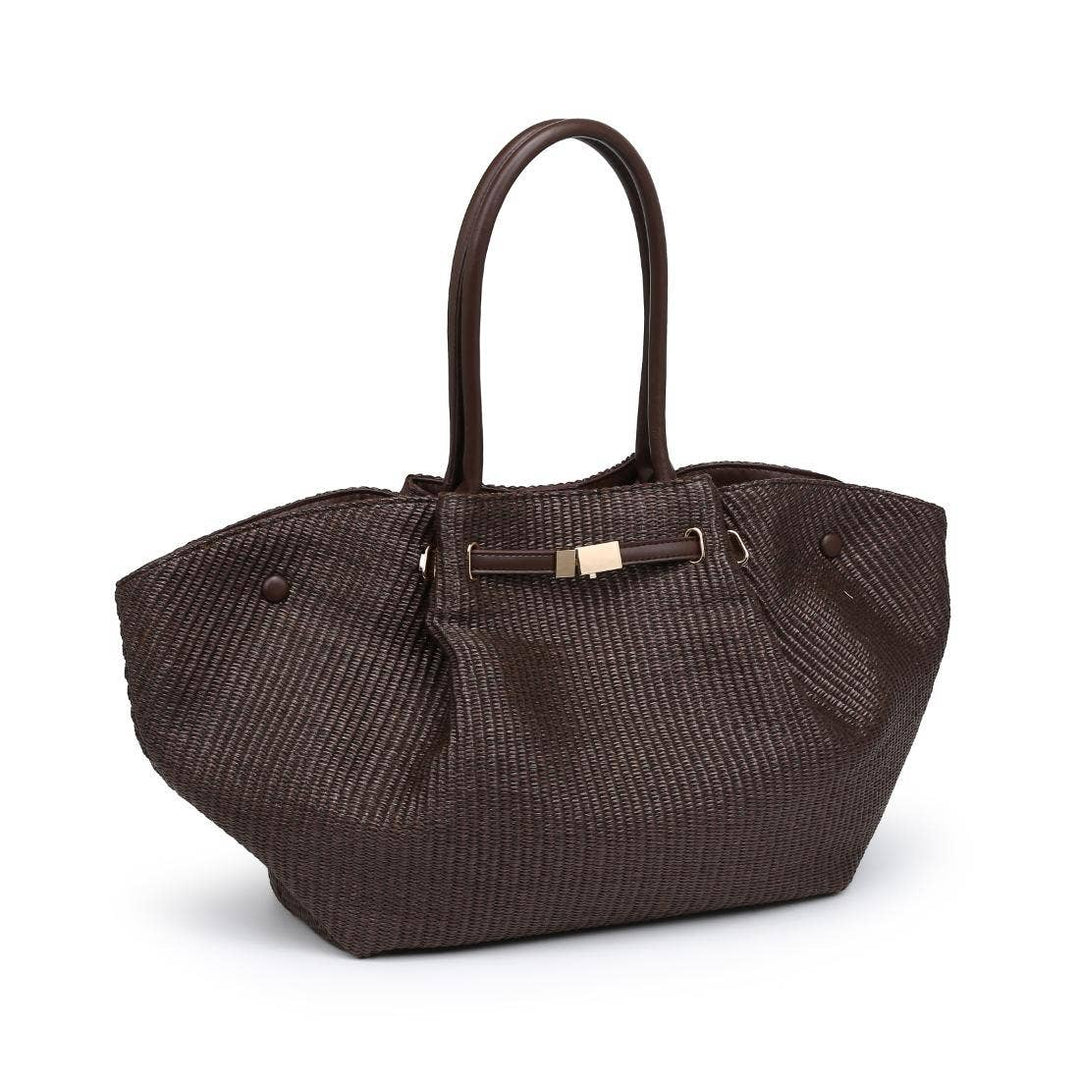 Straw Tote Black Handle