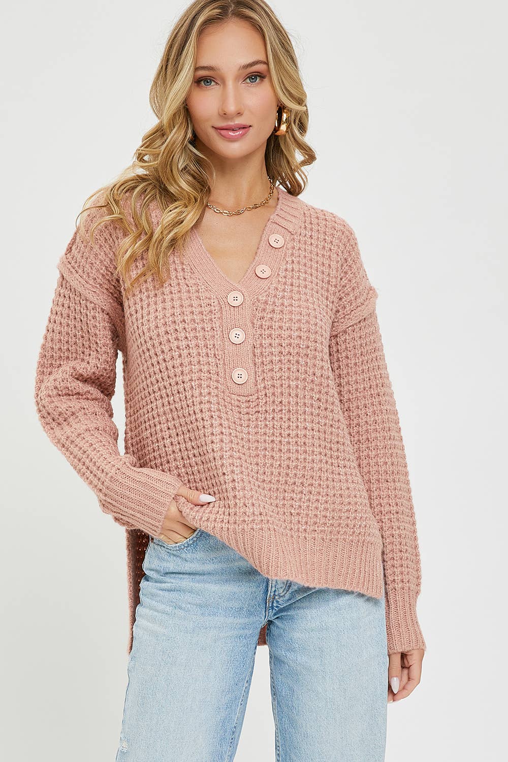 Ivory Waffle Knit Sweater