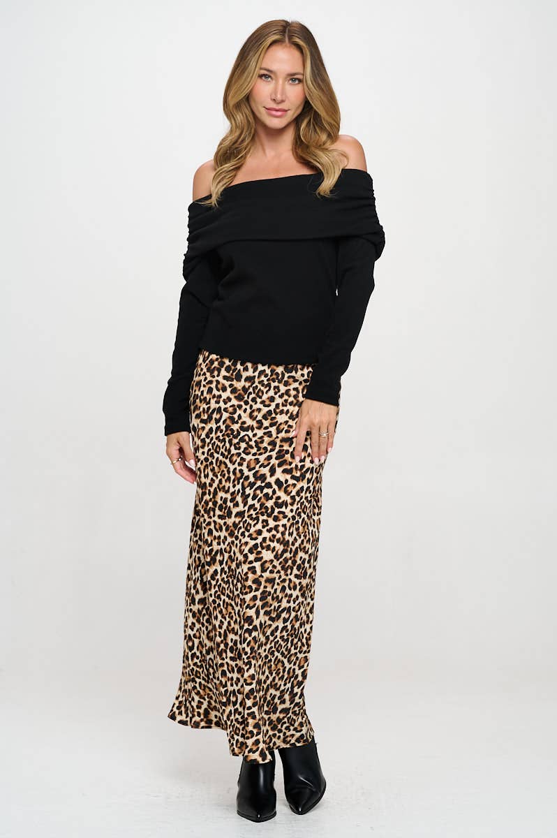 Black Rib Knit Off Shoulder Top