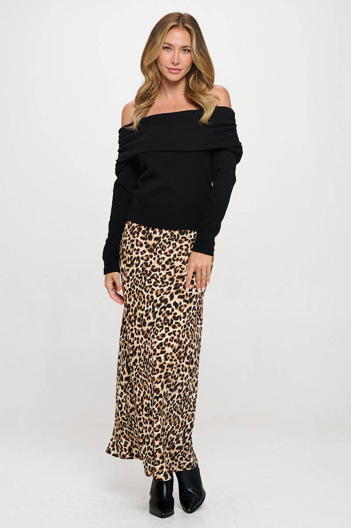 Black Rib Knit Off Shoulder Top