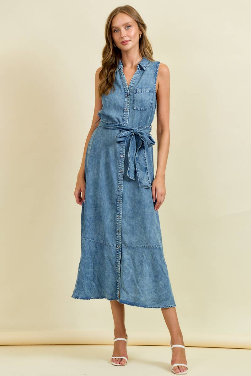 denim look midi dress Amira Denim Midi Dress SALE XS