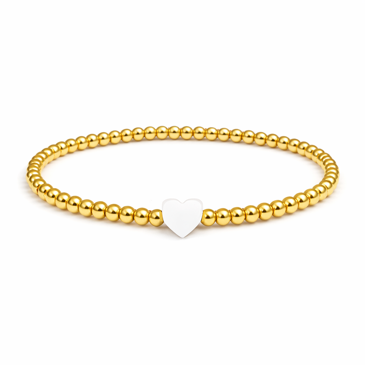 So Very Loved Heart Gold Beaded Stretch Bracelet