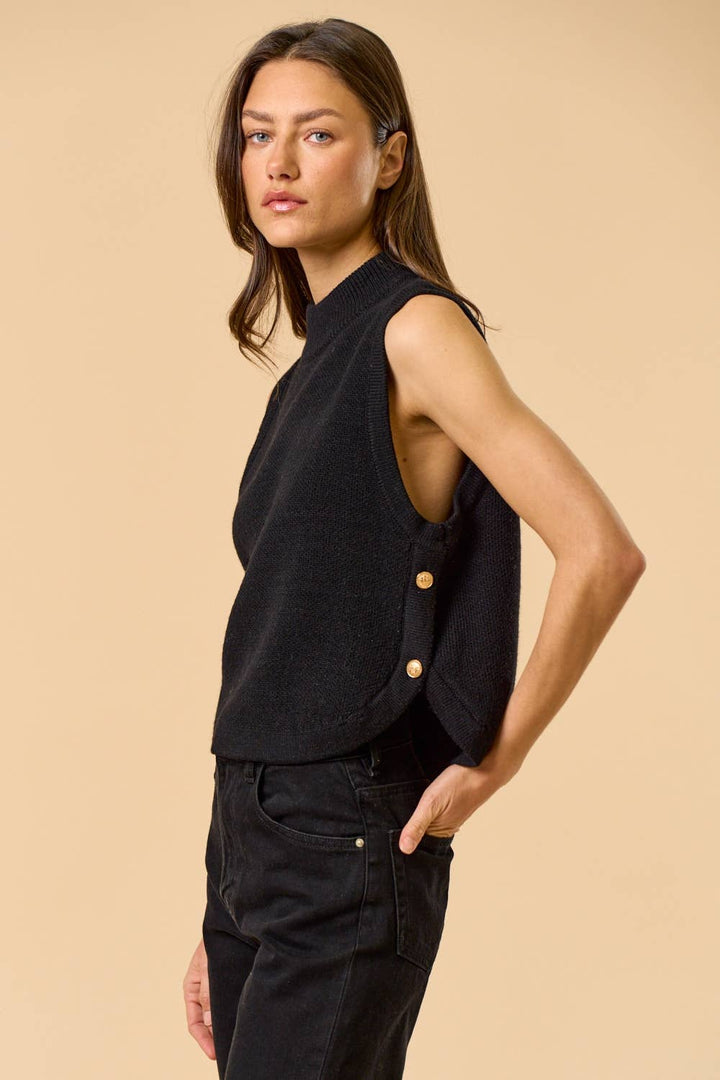 Black Mock Neck Sleeveless Sweater