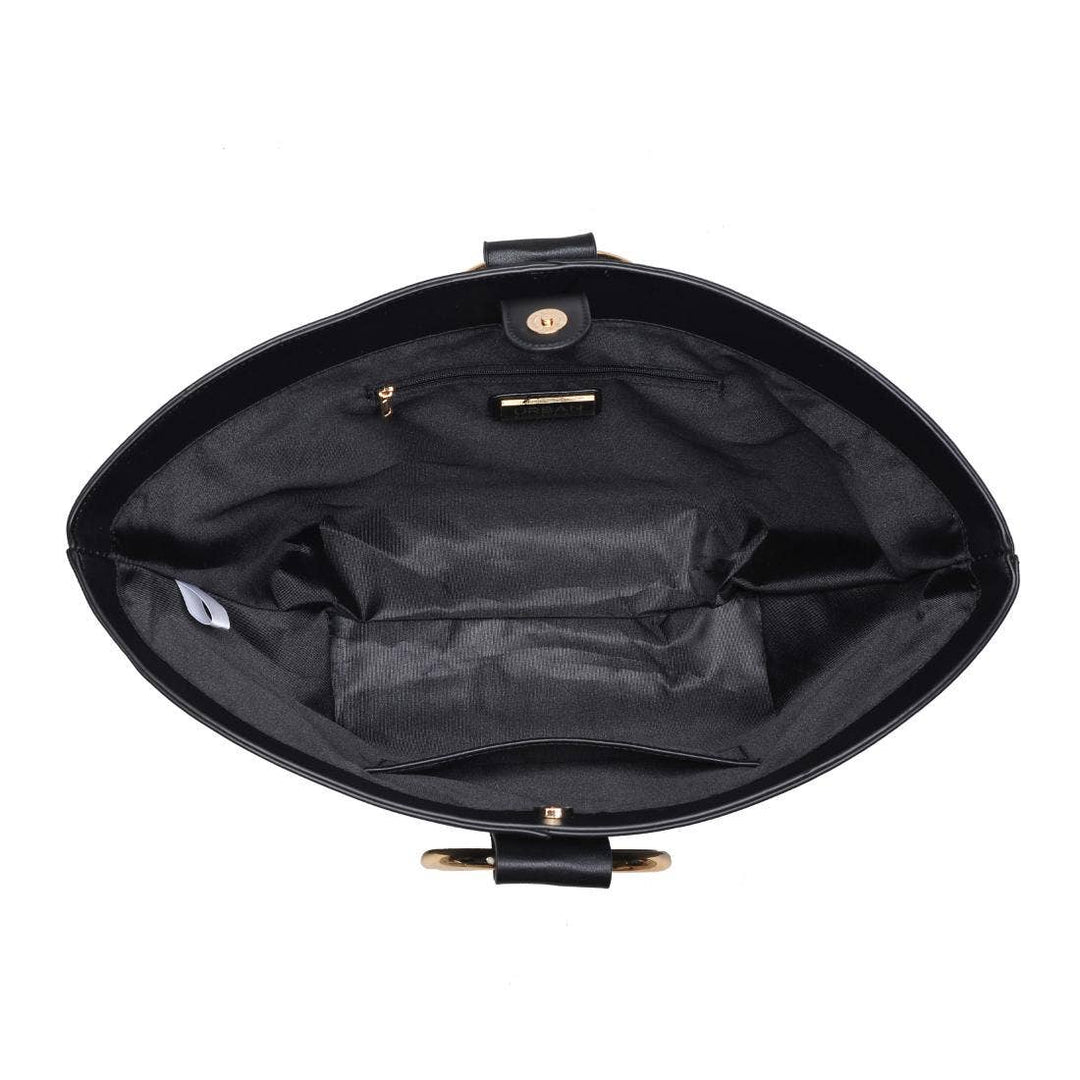 Black Luxe Tote with Gold Handle