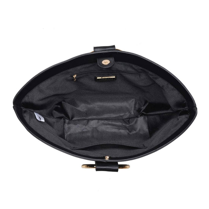 Black Luxe Tote with Gold Handle