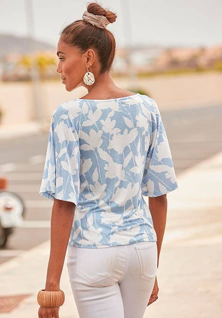 Sky Blossom Keyhole Top