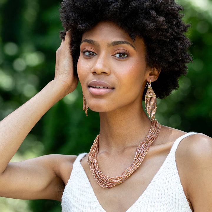Beaded Multi-Strand Bib Necklace