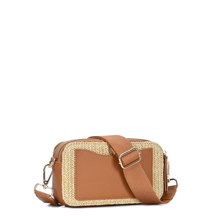 Camel &amp; Straw Crossbody