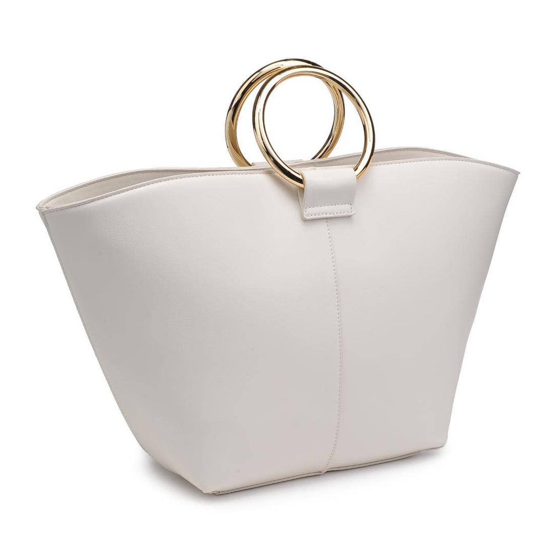 Black Luxe Tote with Gold Handle