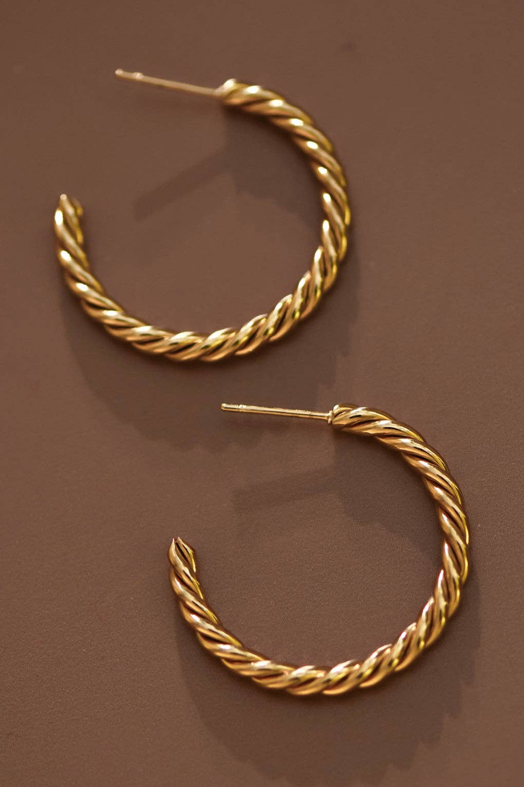 18K Gold Plated Waterproof Stainless Steel Hoop Earrings