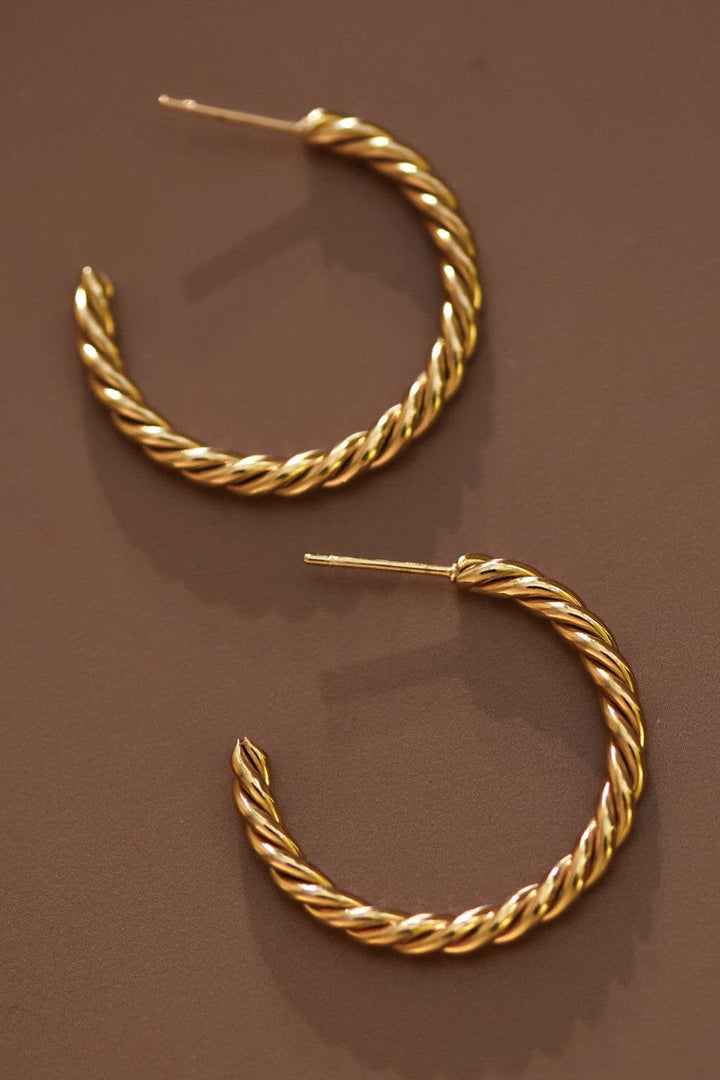 18K Gold Plated Waterproof Stainless Steel Hoop Earrings
