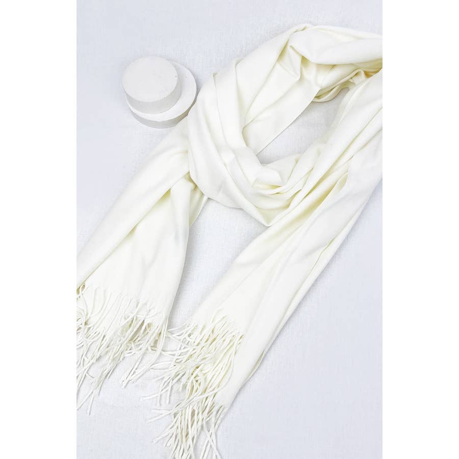 Red Solid Cashmere Scarf With Tassel