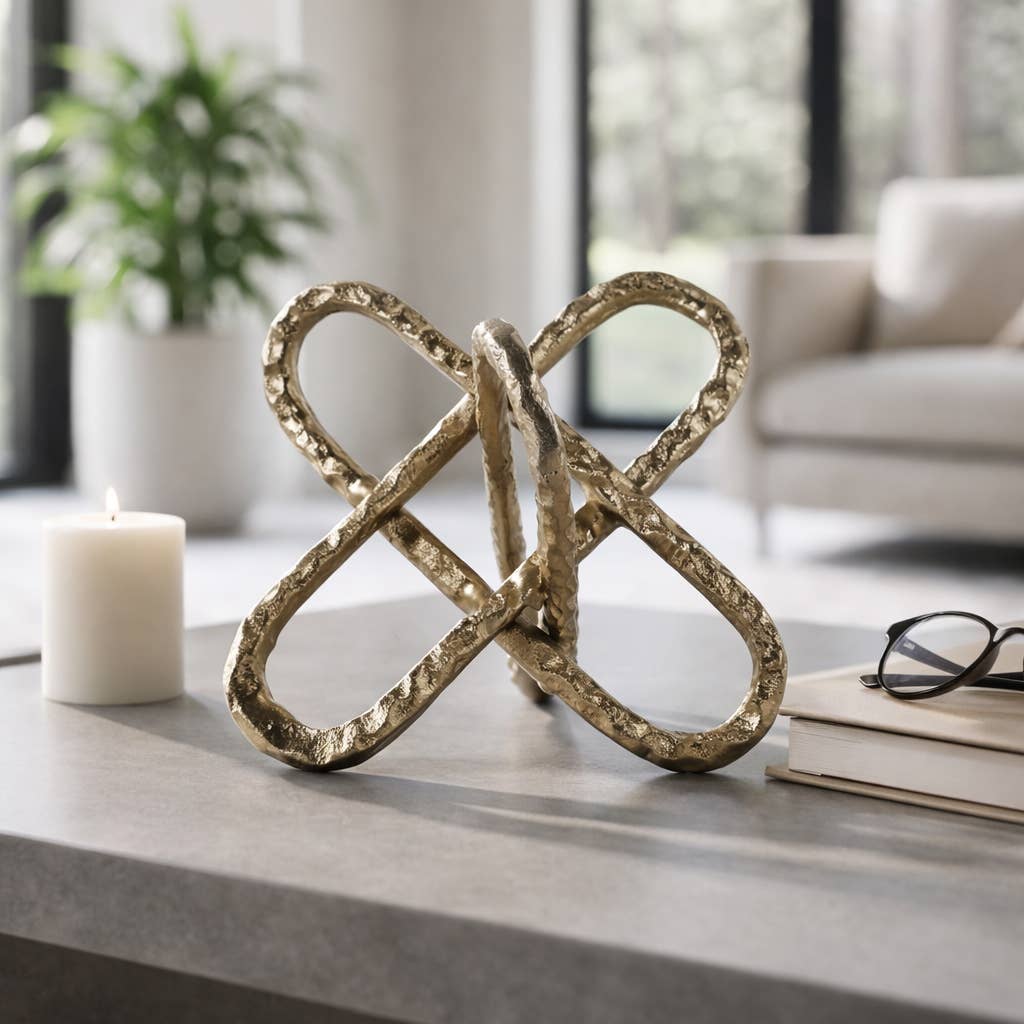 Gold Metal Knot Sculpture