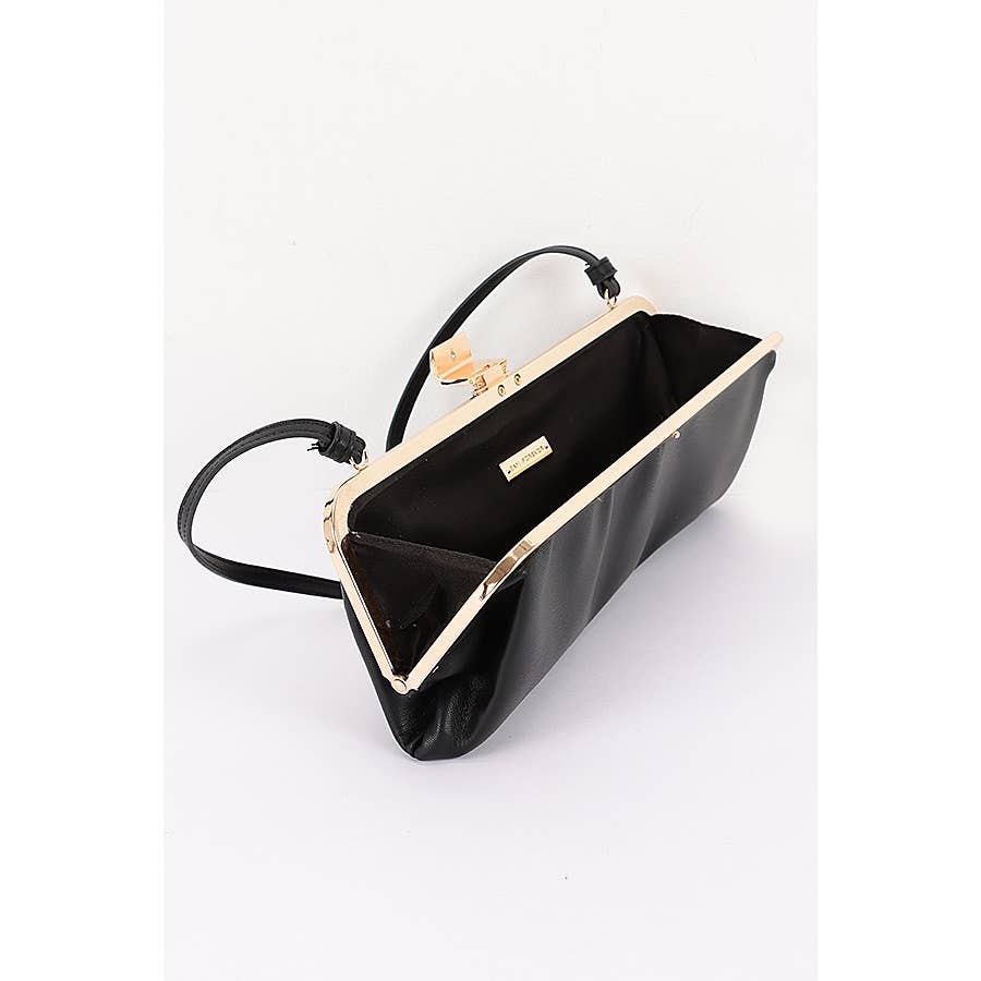 Red Faux Leather Frame Clutch