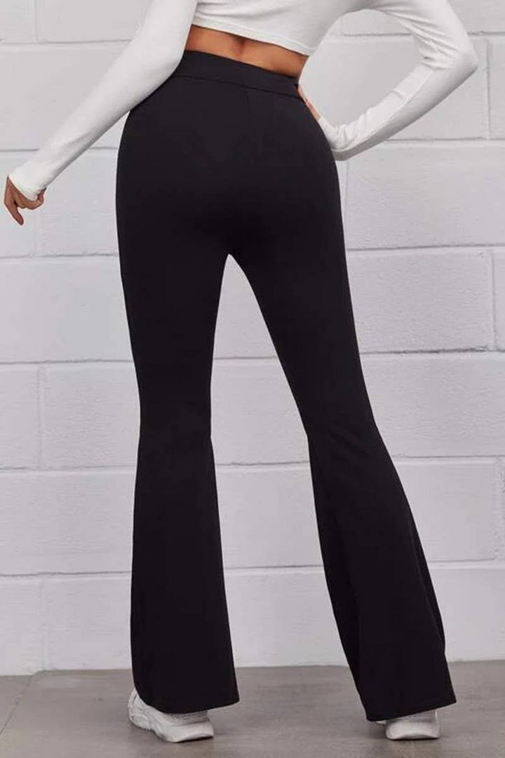 High-Waisted Black Slim-Fit Pants