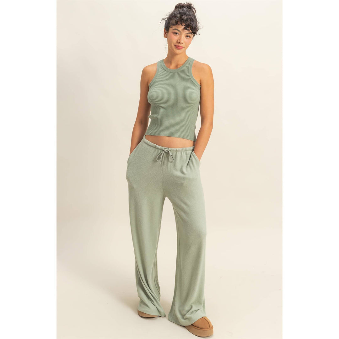 White Ribbed Knit Tank Top