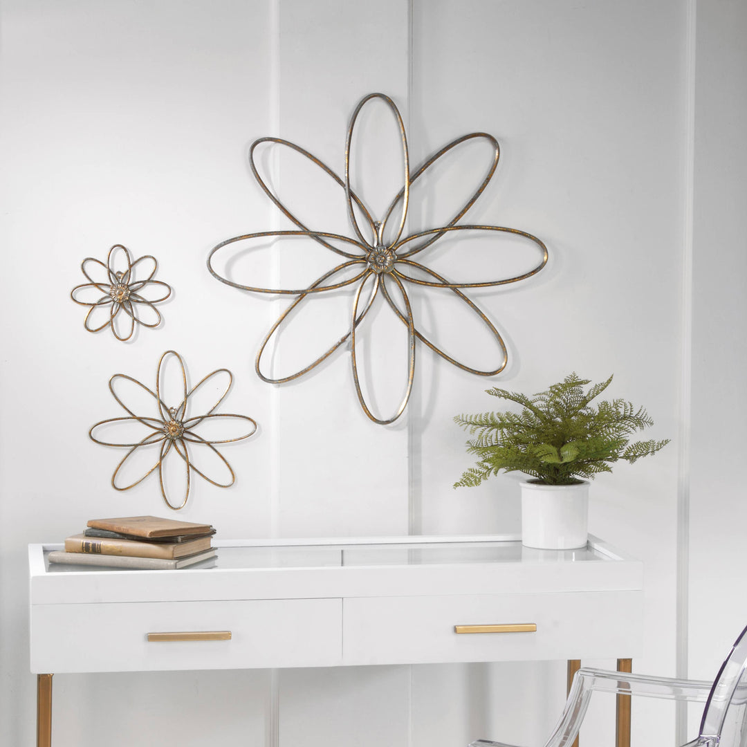 Metal Flower Wall Decor - Set of 3