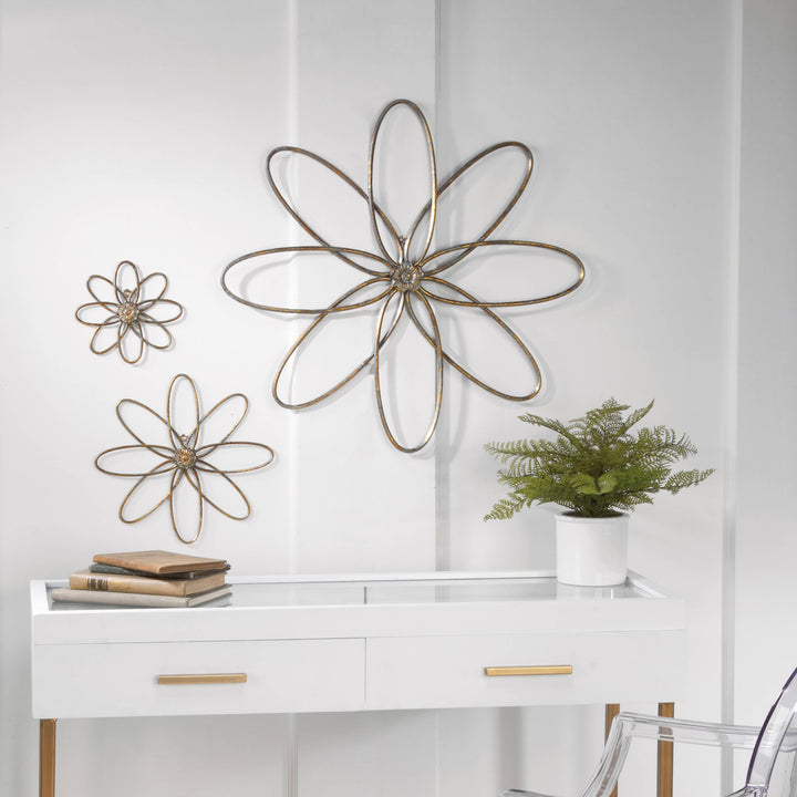 Metal Flower Wall Decor - Set of 3