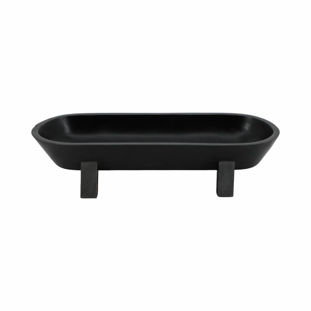 Black Wood Footed Oval Design Bowl