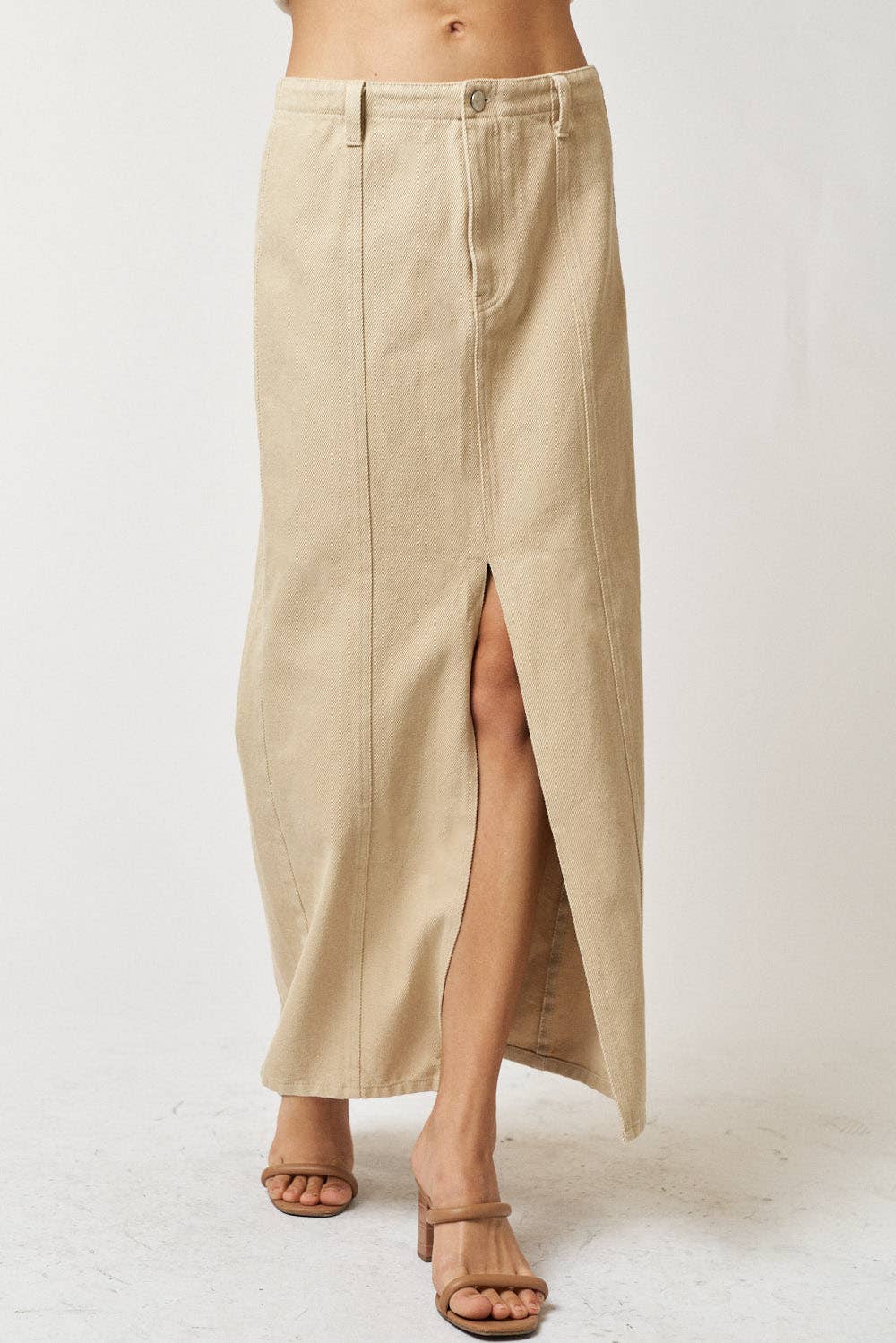 Khaki Skirt w/ Front Slit