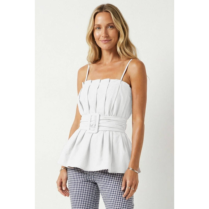 Buckle Pleated Sleeveless Top