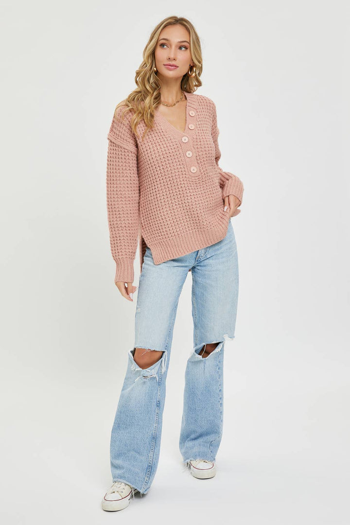 Ivory Waffle Knit Sweater