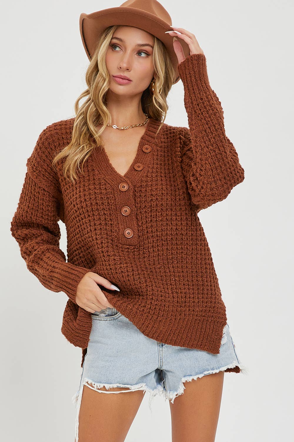 Ivory Waffle Knit Sweater