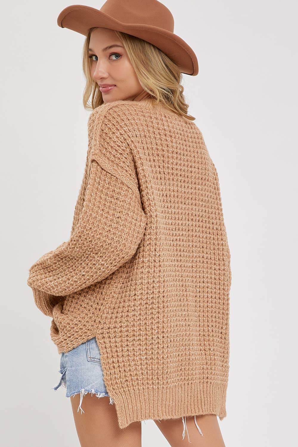 Ivory Waffle Knit Sweater