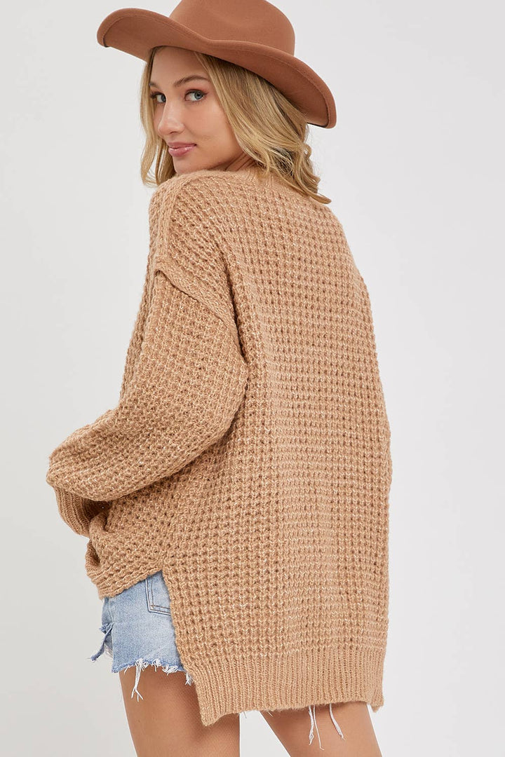 Ivory Waffle Knit Sweater
