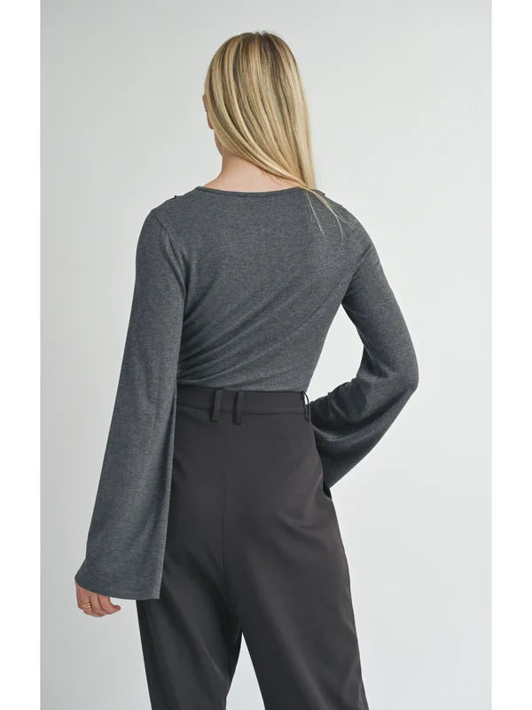 Seamed Bell Sleeve Knit Top