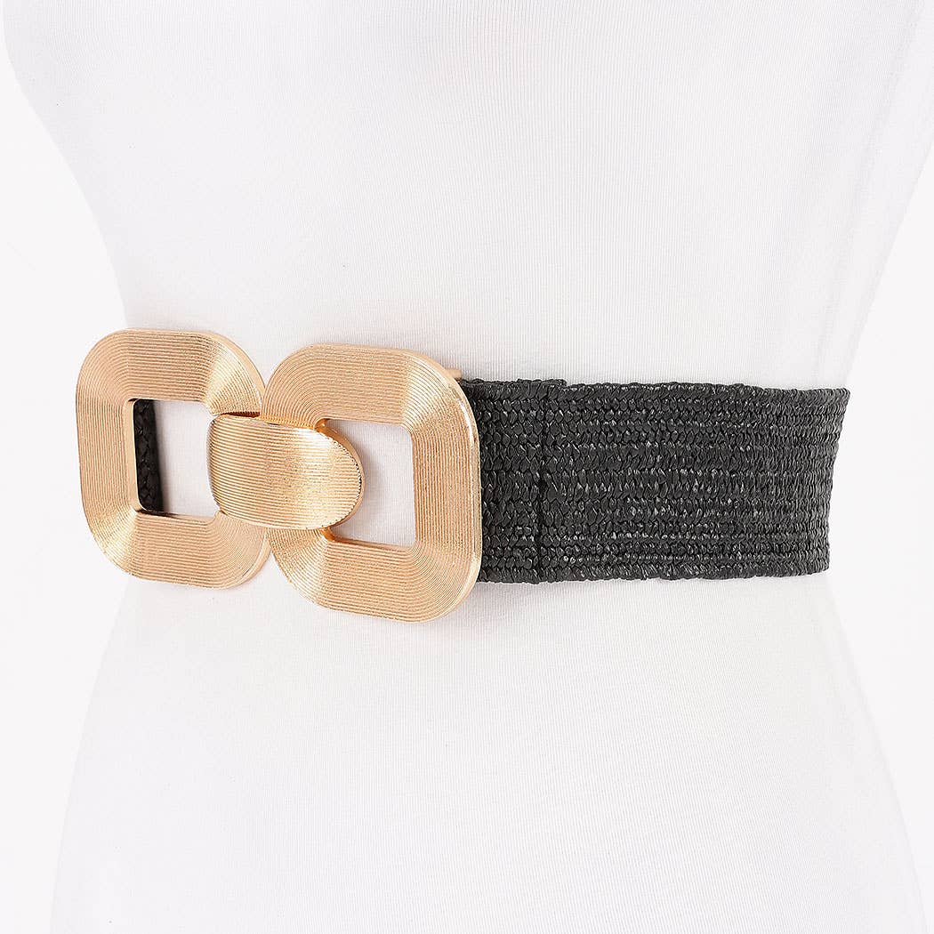 Metal Buckle Elastic Belt-Black