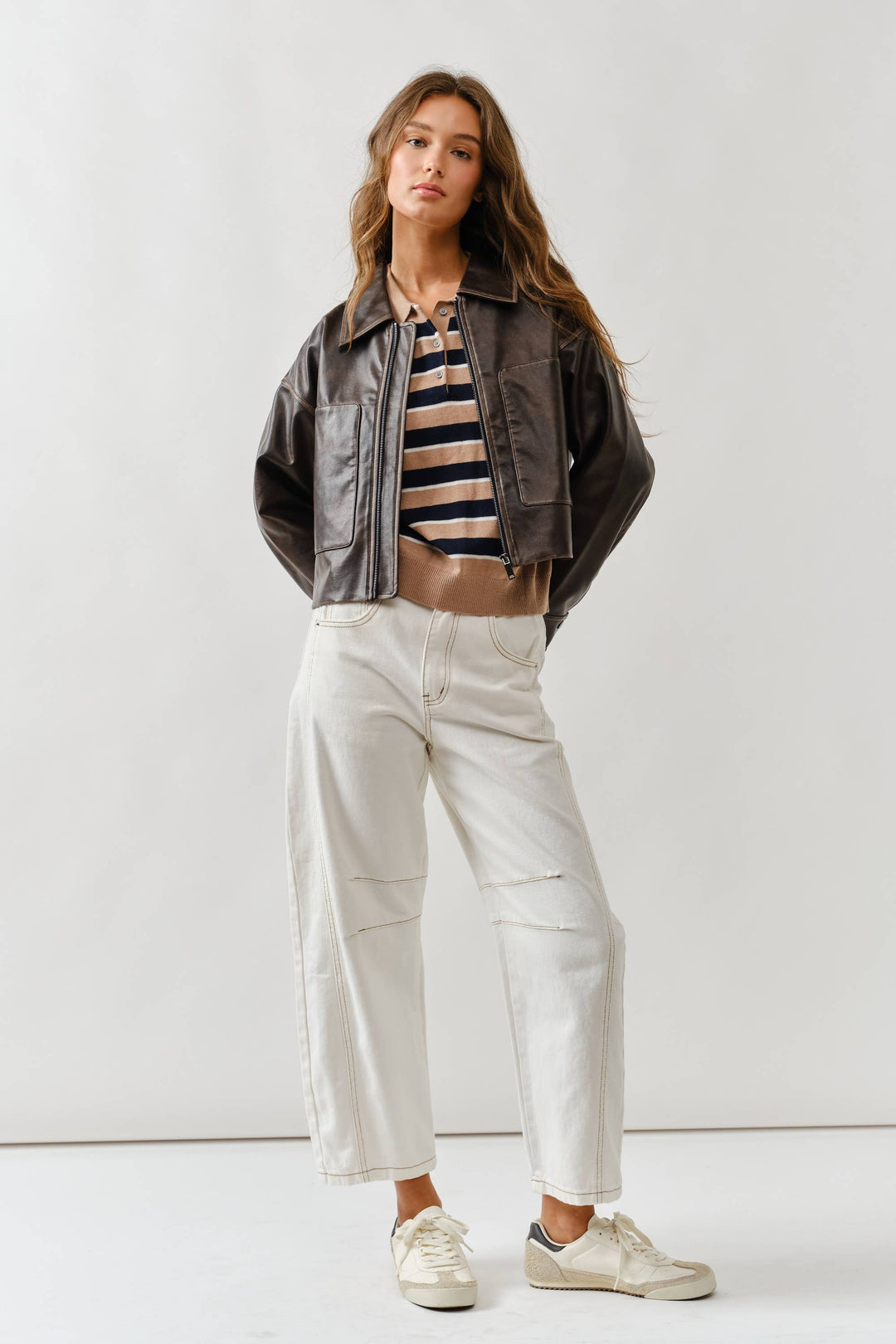 Brown Vintage Washed Leather Jacket-1 LEFT