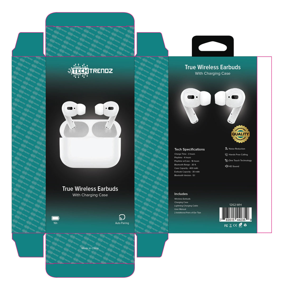 Pro Style Wireless Earbuds w/Charging Case