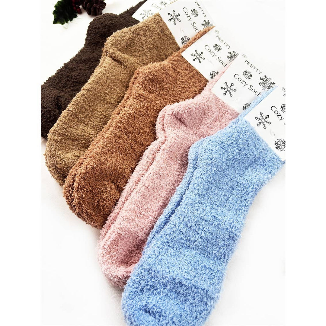 Soft Solid Fuzzy Cozy Crew Socks