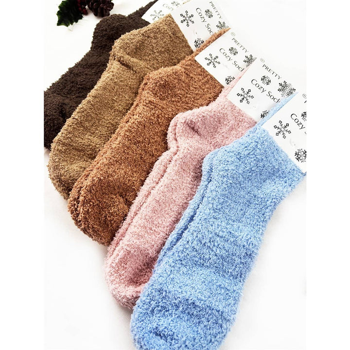 Soft Solid Fuzzy Cozy Crew Socks