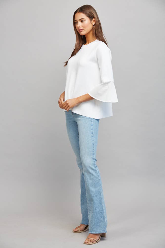 White Flare Bell Sleeve Top