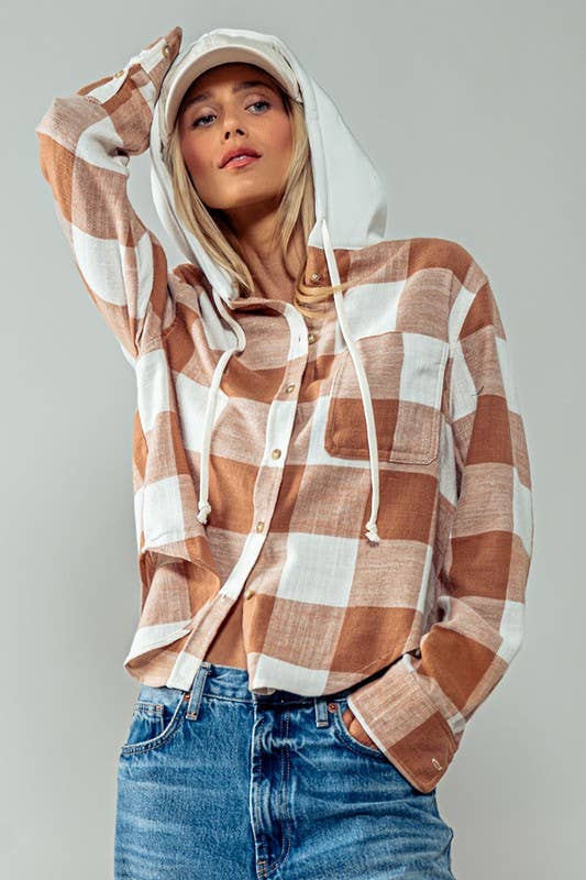 Black & White Hooded Flannel