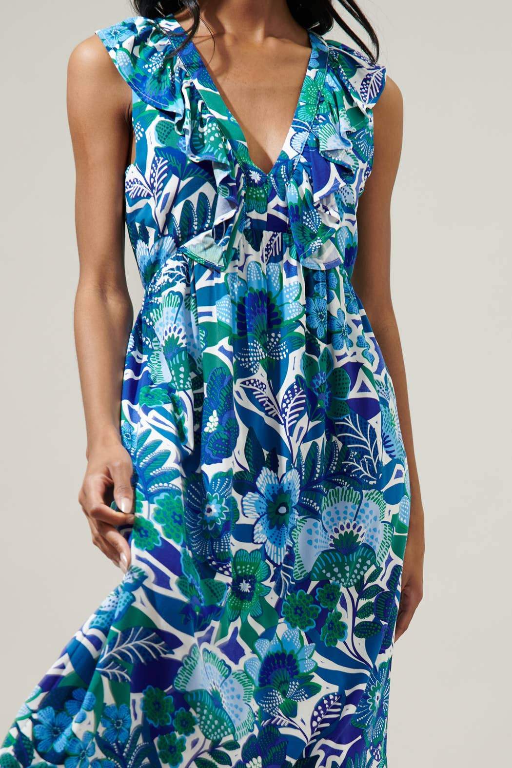 Deep Blue Floral Dress