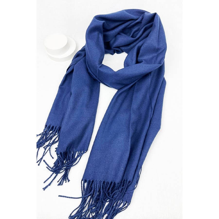 Red Solid Cashmere Scarf With Tassel