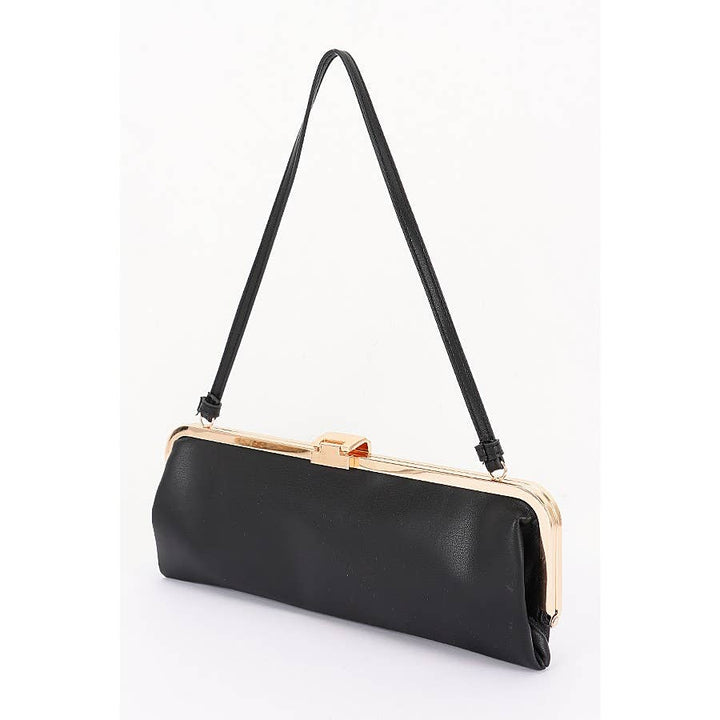 Red Faux Leather Frame Clutch