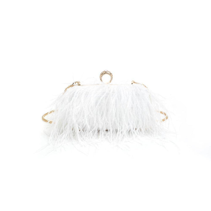 Suede Leather Bag with Feathers