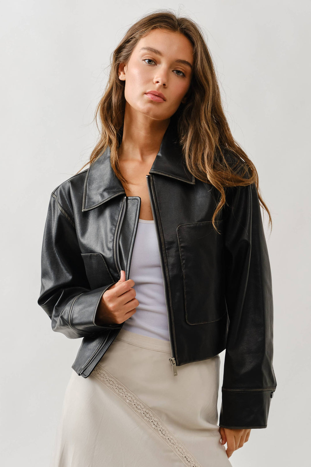 Brown Vintage Washed Leather Jacket-1 LEFT