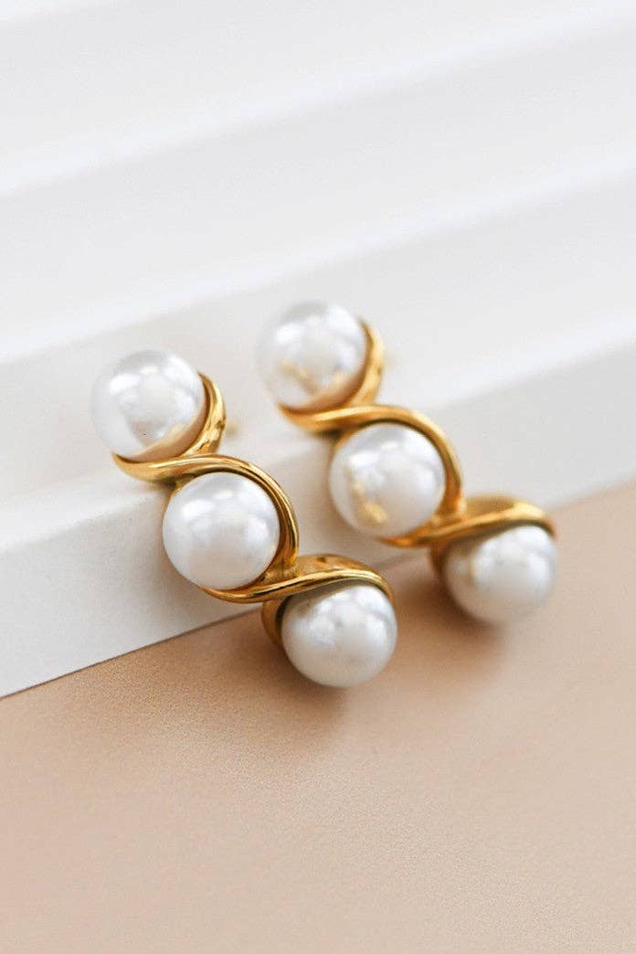 18K Gold Plated Pearl Earrings