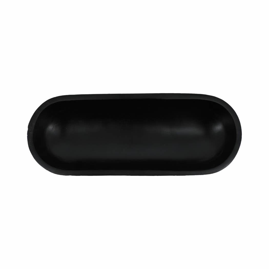 Black Wood Footed Oval Design Bowl