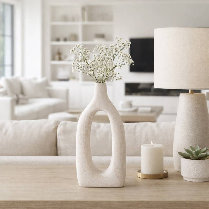 White Paulownia Wood Abstract Cut-Out Vase