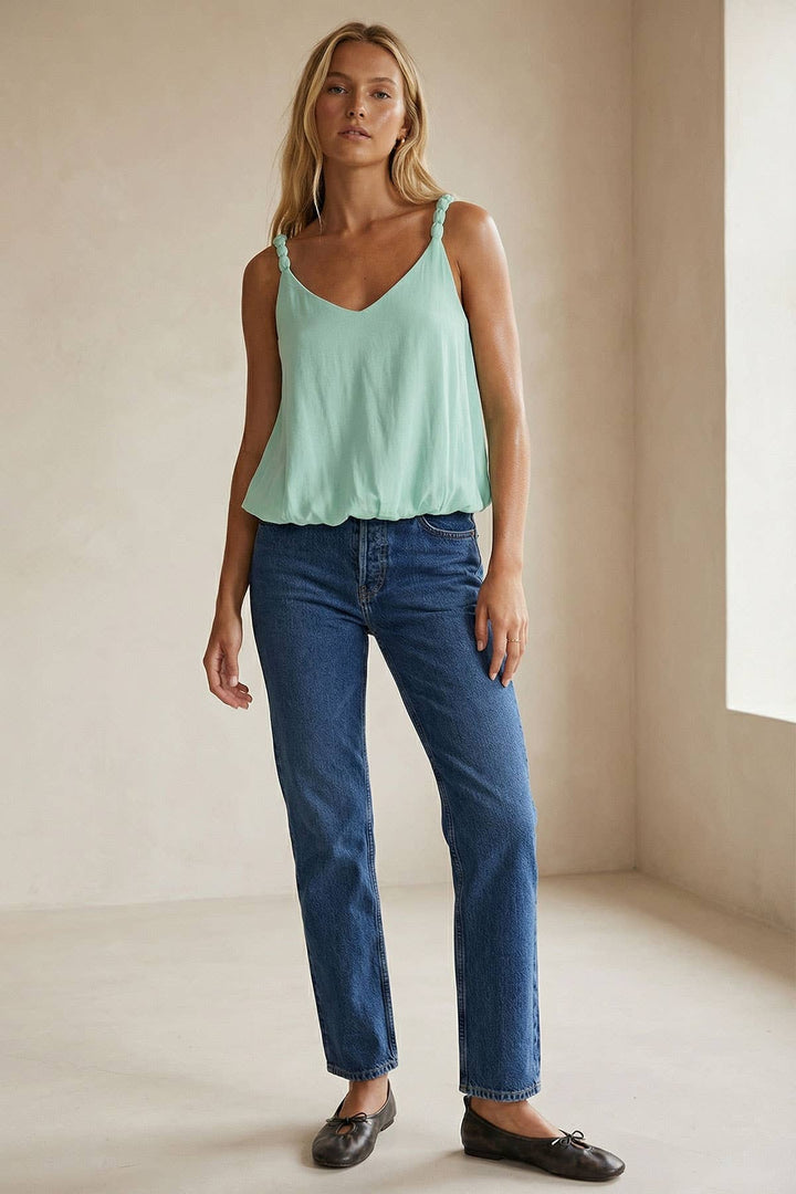Billowy Strap Accent Tank Top