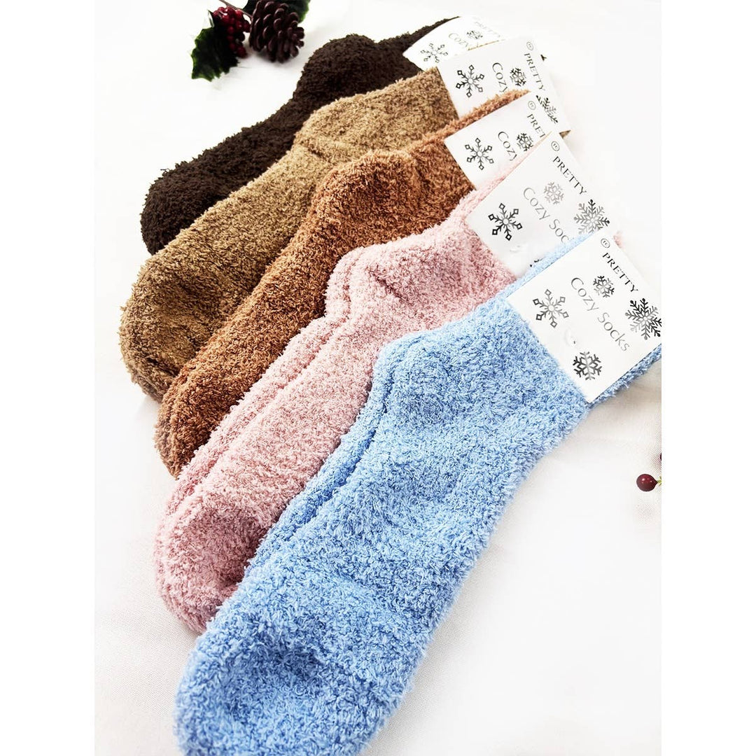 Soft Solid Fuzzy Cozy Crew Socks